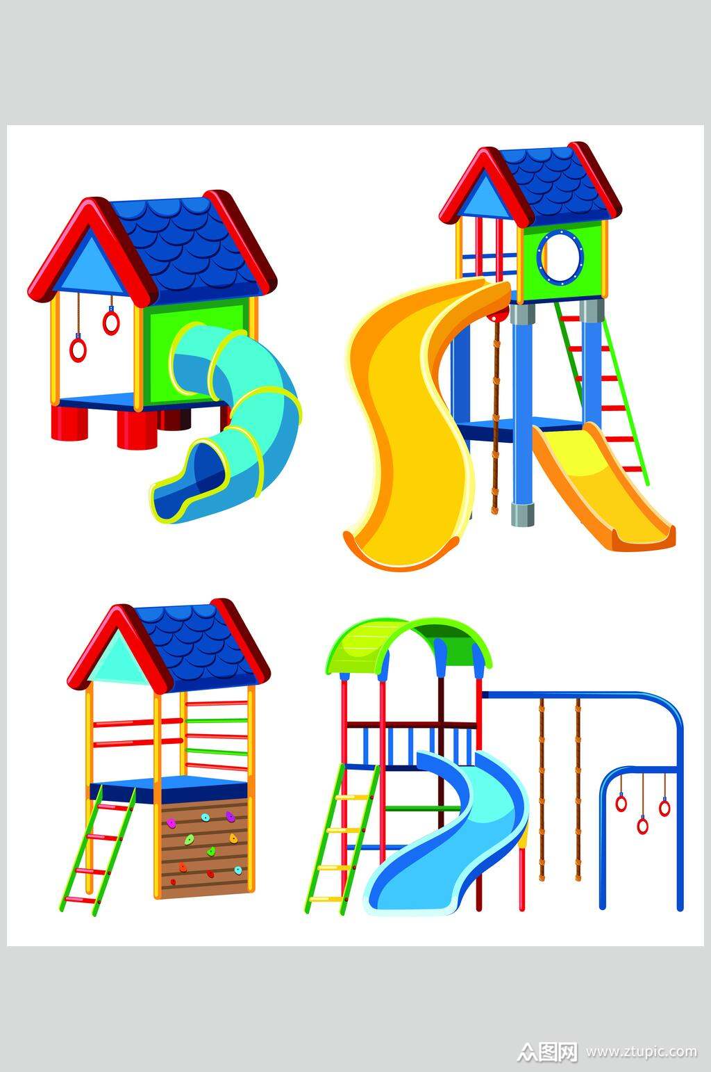 滑滑梯儿童游乐场矢量素材素材
