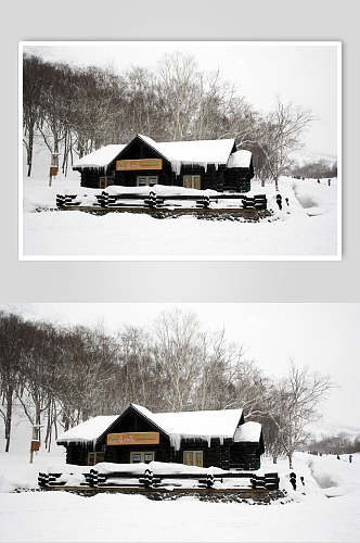 经典长白山的小木屋摄影图片
