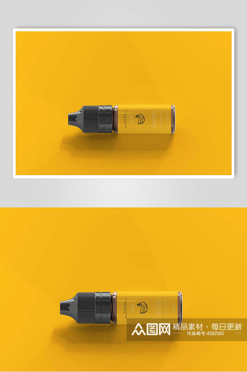 阴影黄色大气高端酒盒酒瓶贴图样机素材