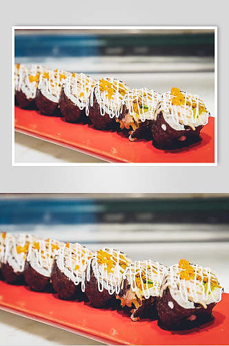 奶油海苔寿司摄影美食图片