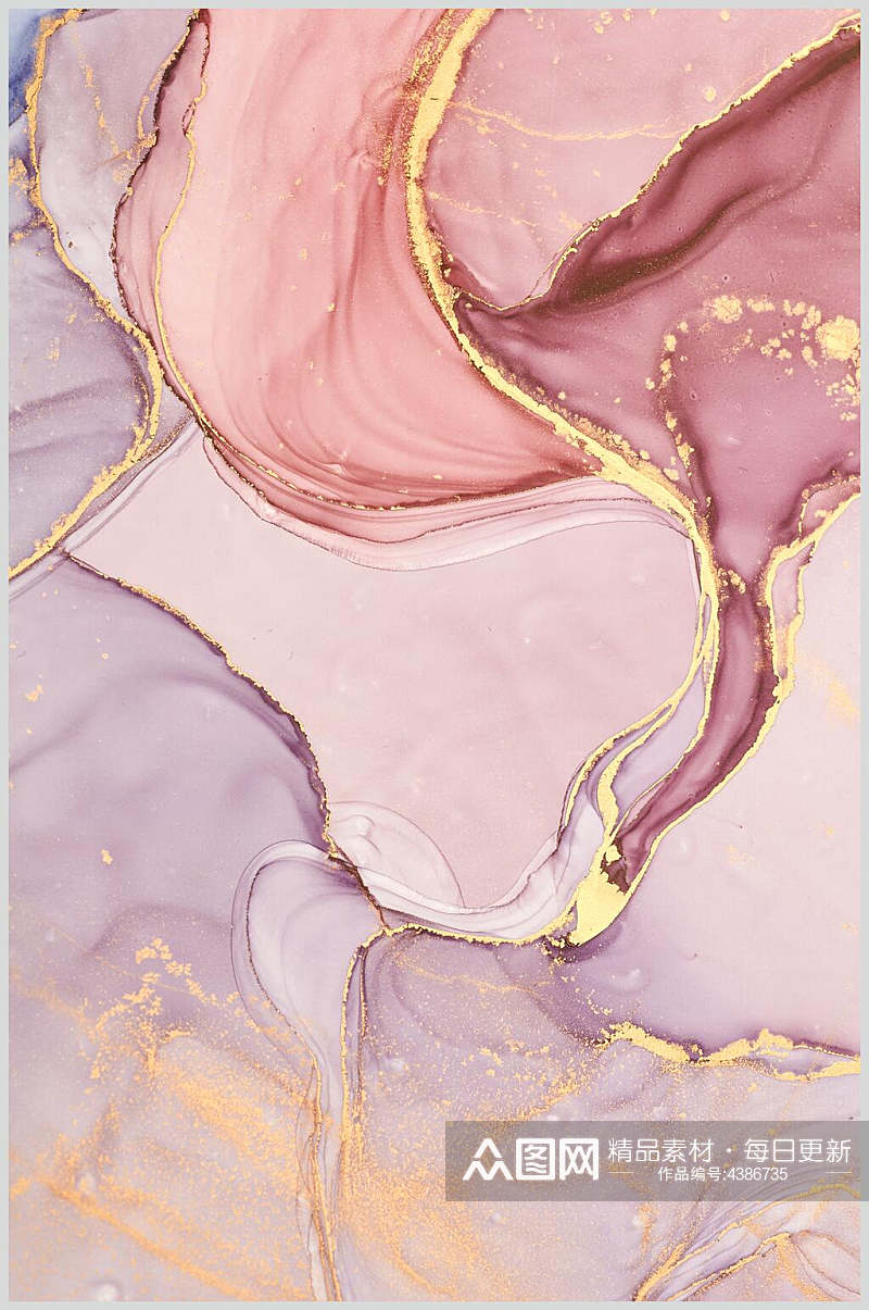 粉红金色水彩大理石纹图片素材