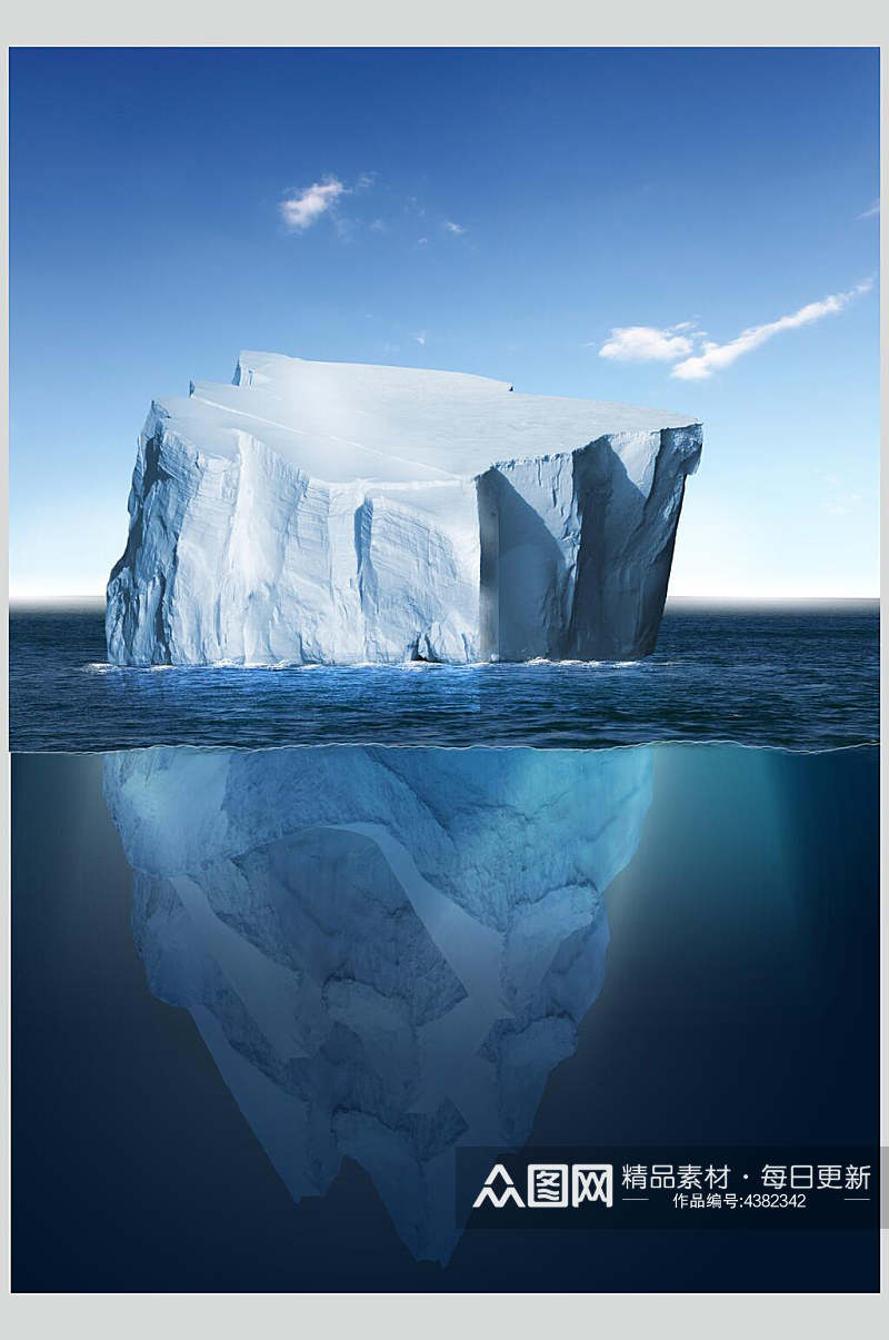 深海整块冰川冰雪风景图片素材
