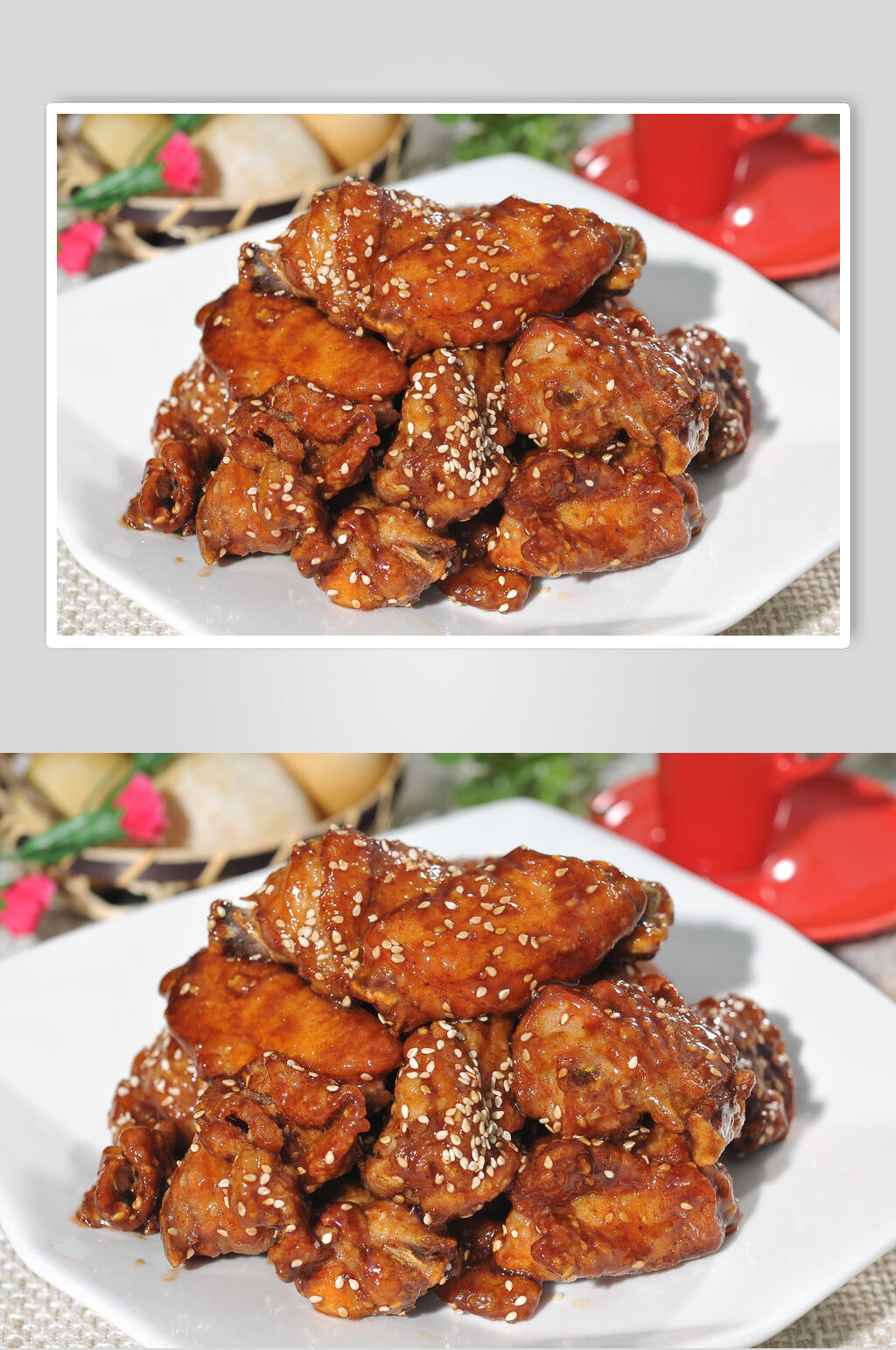 美食香辣烤鸡翅中韩式炸鸡图片素材
