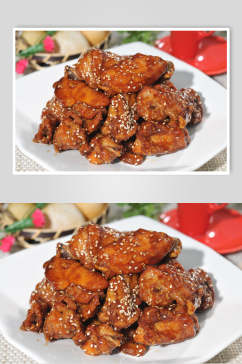 美食香辣烤鸡翅中韩式炸鸡图片