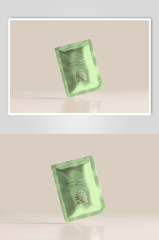 绿黄反光大气高端清新面膜包装样机