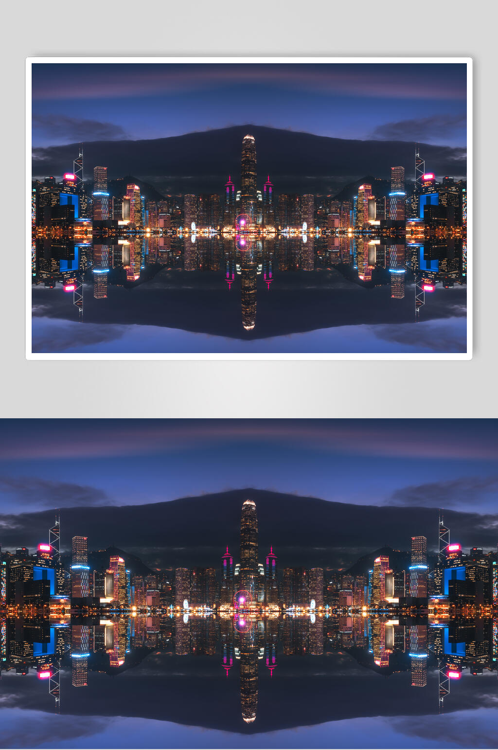 夜景山峦城市灯光维多利亚风景图片素材