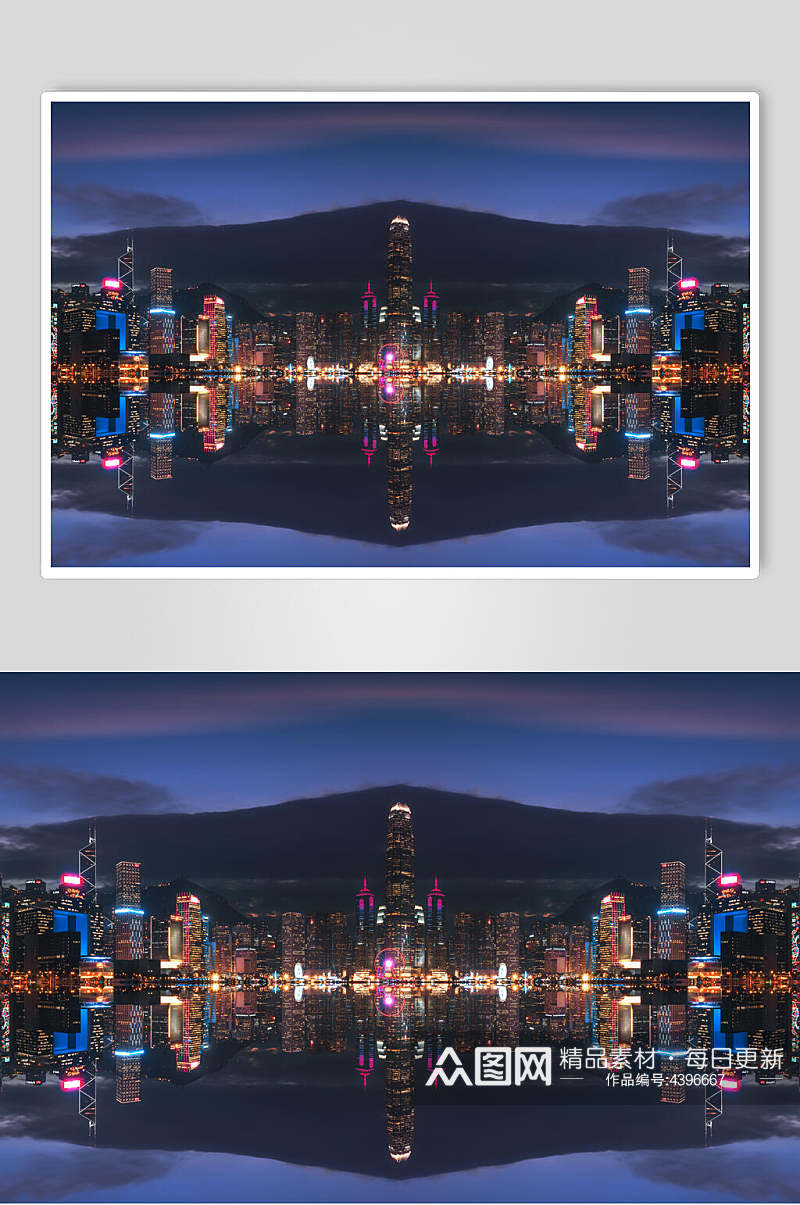 夜景山峦城市灯光维多利亚风景图片素材