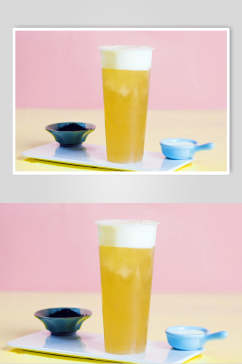 黄色清新果汁奶茶摆拍图片