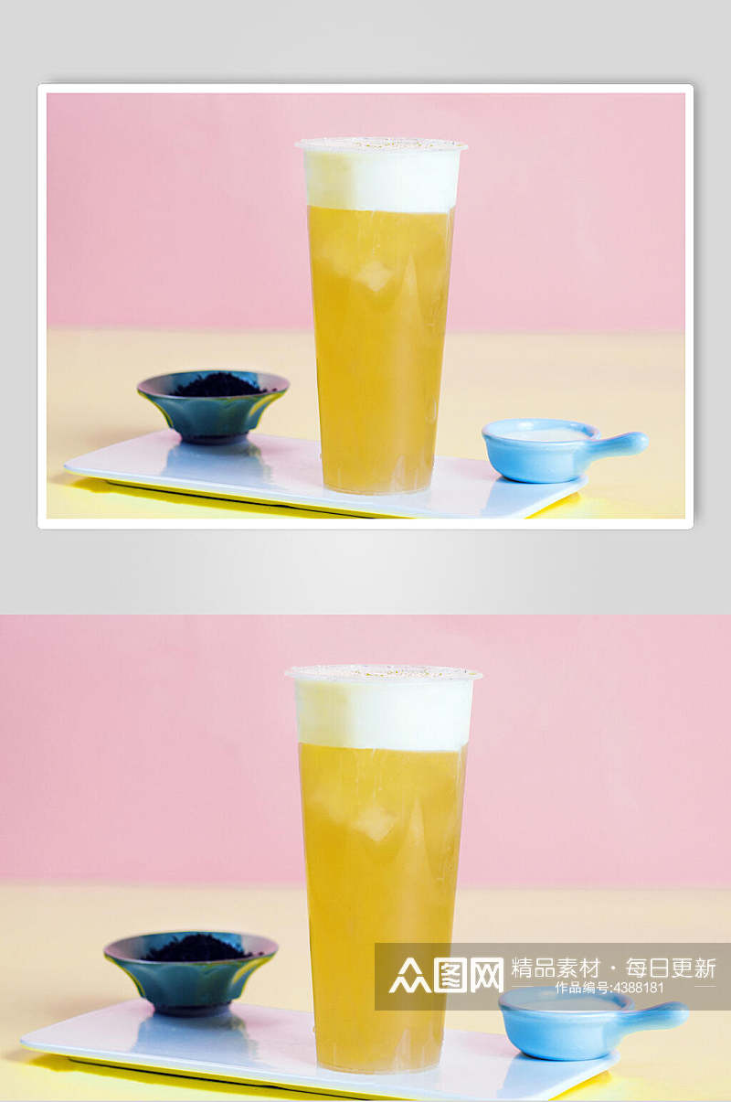 黄色清新果汁奶茶摆拍图片素材