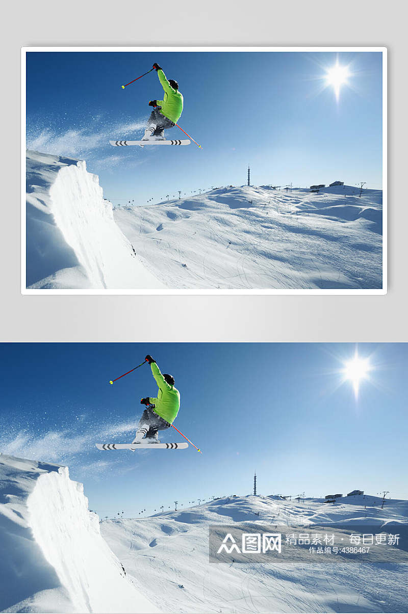 极限实景滑雪图片素材