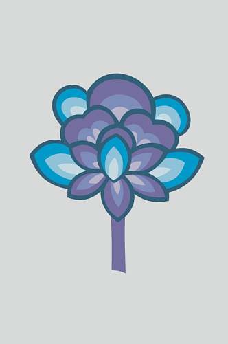 蓝紫简约清新花朵敦煌仙女矢量素材