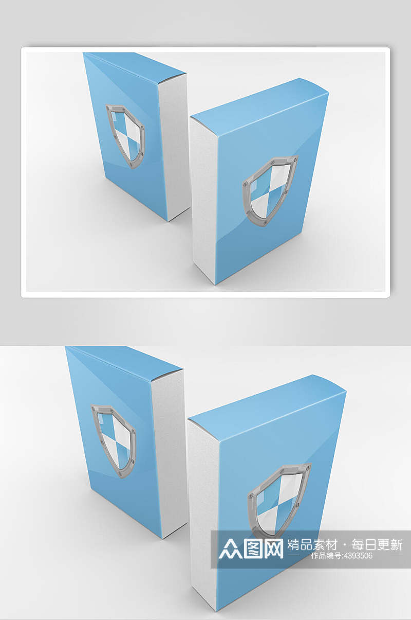 时尚侧面蓝白清新纸盒包装盒样机素材