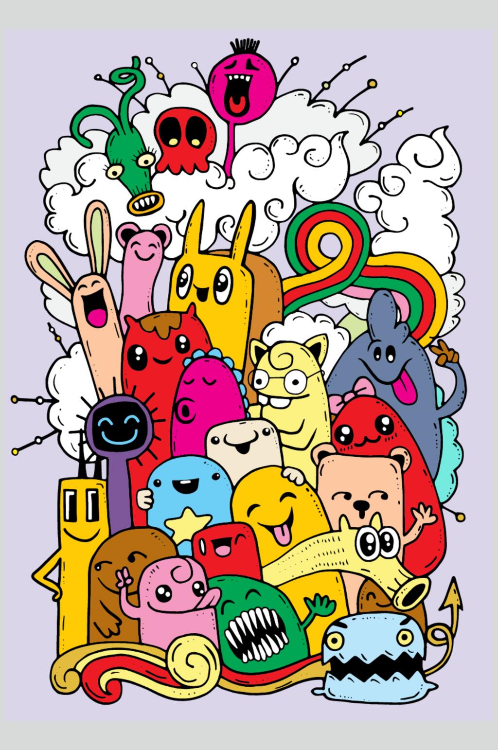 手绘儿童涂鸦插画素材素材