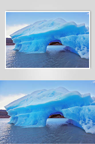 蓝色有洞冰川冰雪风景图片