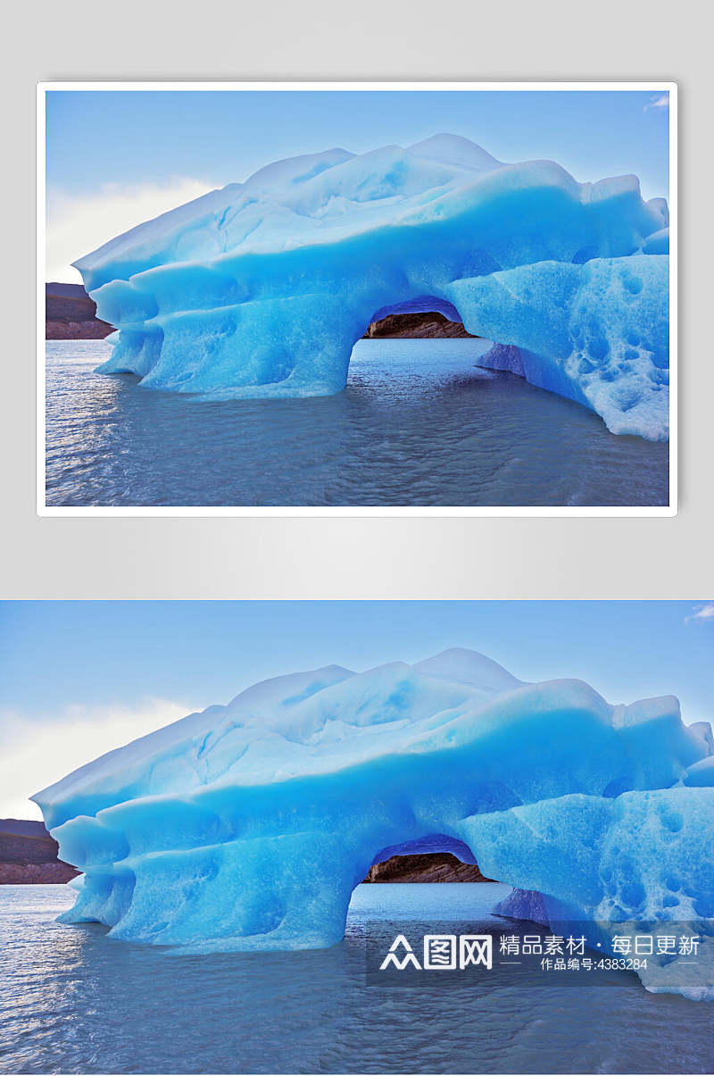 蓝色有洞冰川冰雪风景图片素材