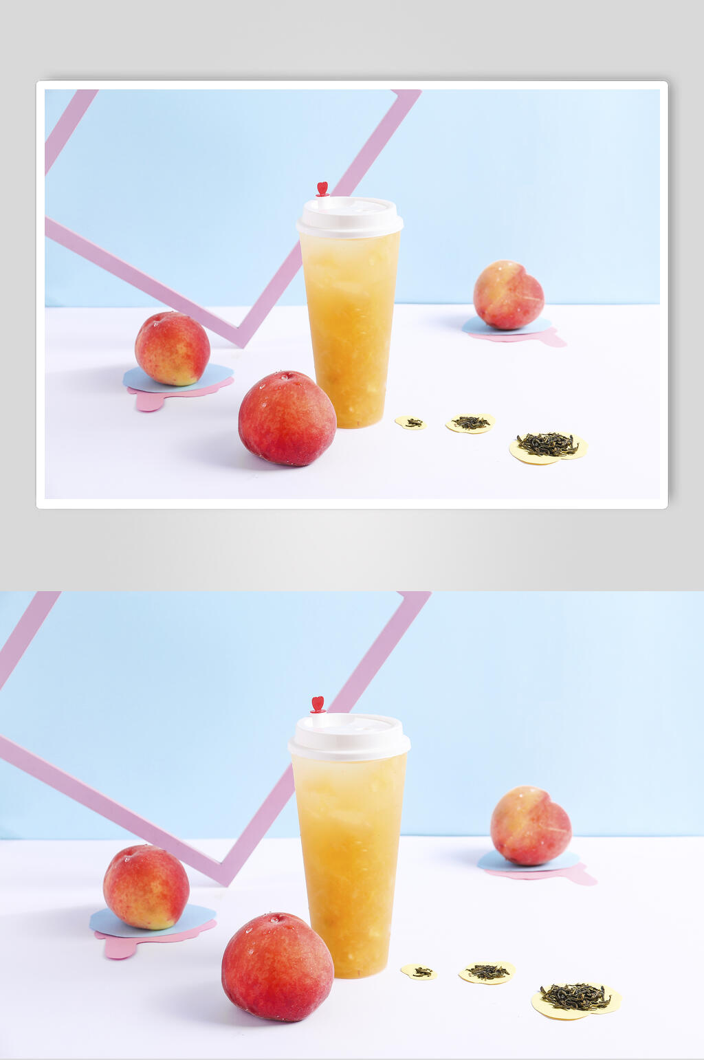 桃子清新果汁奶茶摆拍图片素材