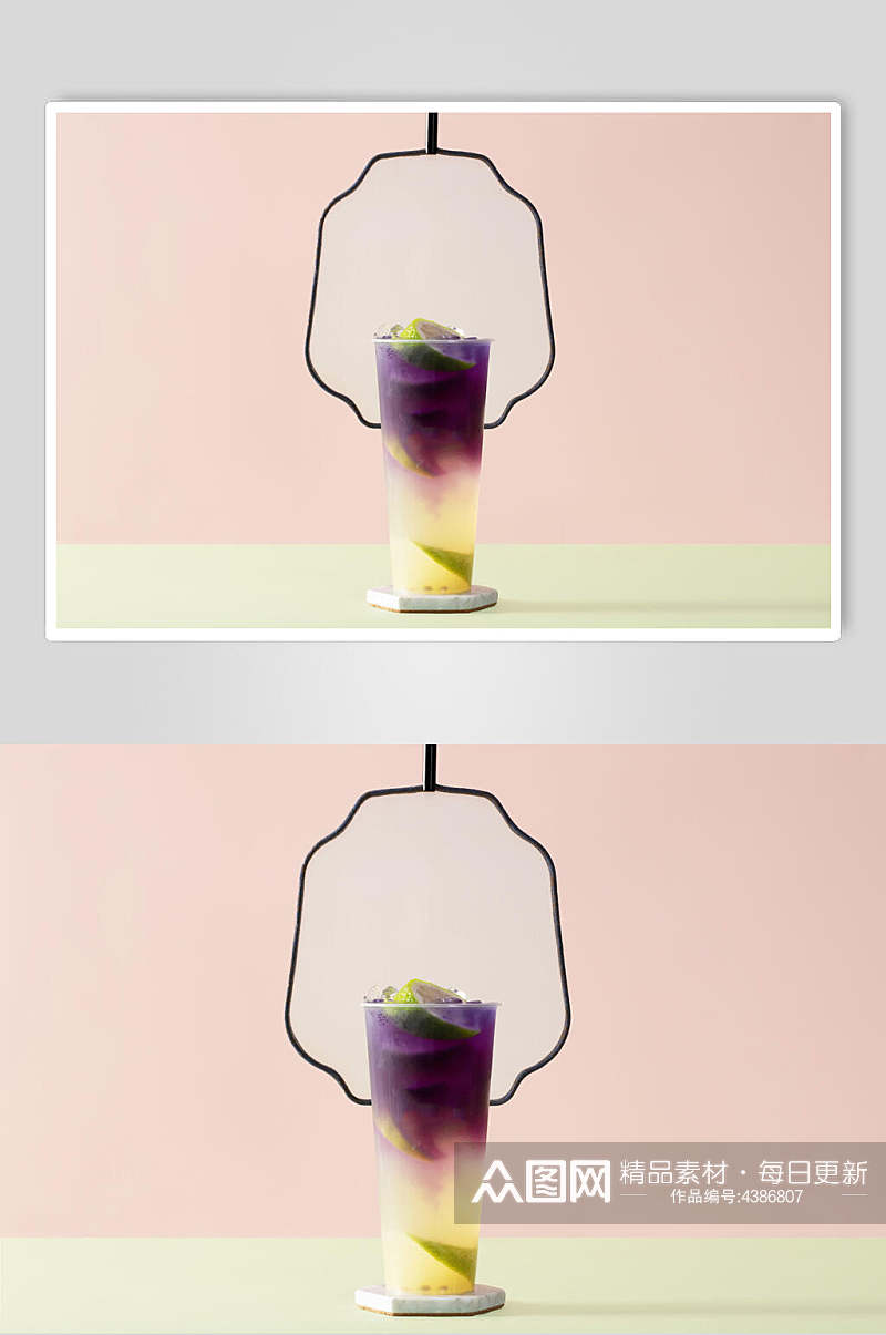 紫色清新果汁奶茶摆拍图片素材