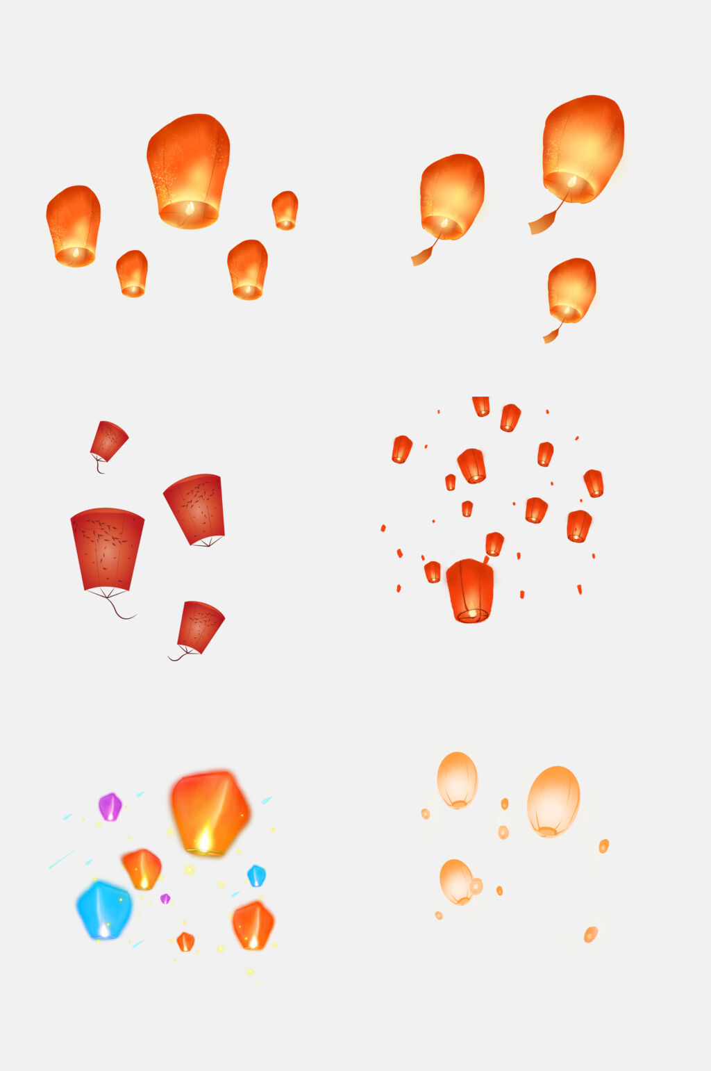多彩孔明灯新年灯笼免抠素材素材