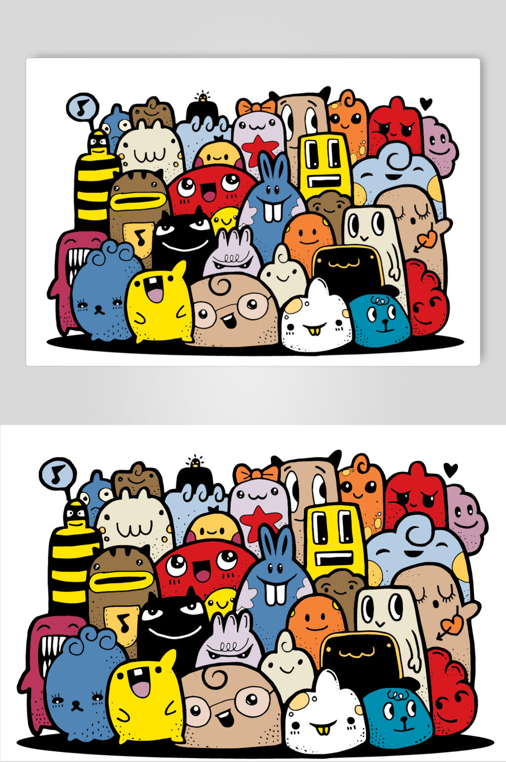 卡通怪物儿童涂鸦插画素材素材