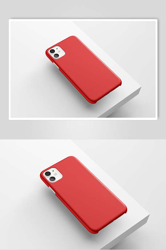 摄像头红色苹果手机壳贴图样机