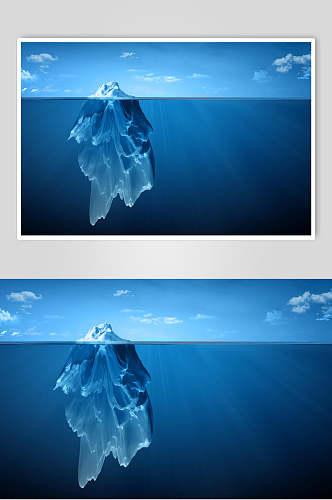 深蓝色浮冰冰川冰雪风景图片