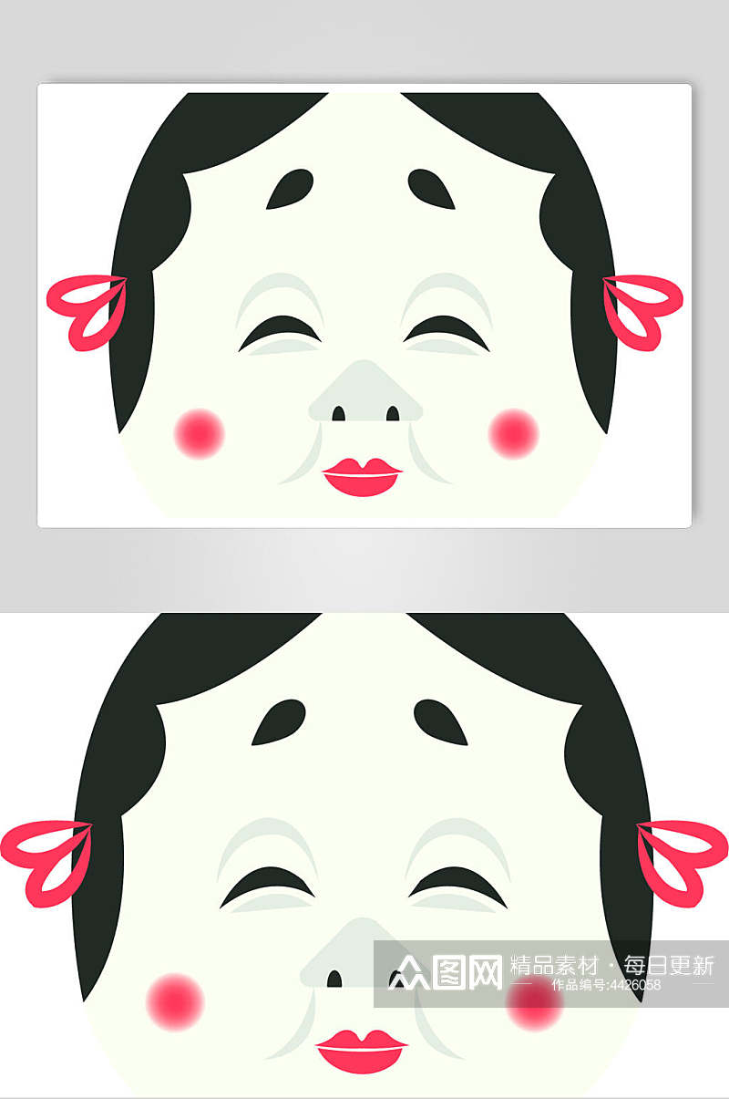 日式卡通面具矢量素材素材