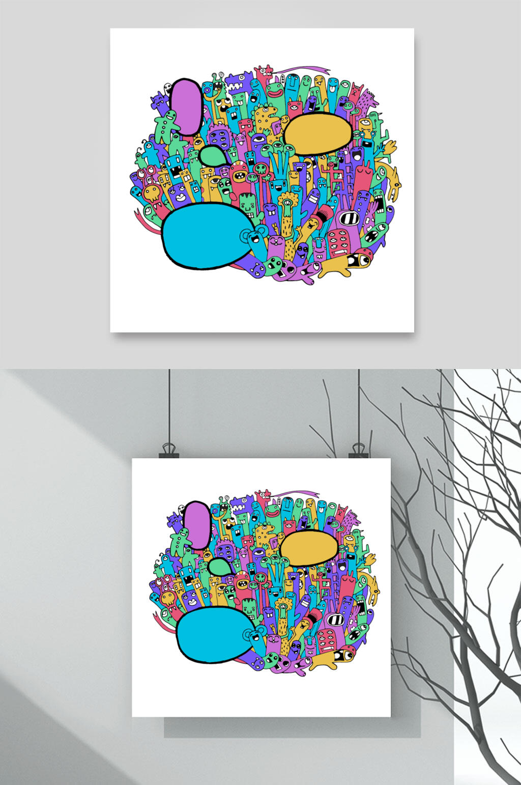 手绘儿童涂鸦插画素材素材