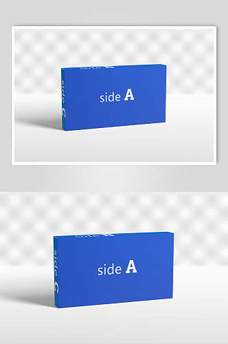 英文字母方形蓝色药盒包装样机
