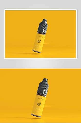 香蕉黄色大气高端酒盒酒瓶贴图样机