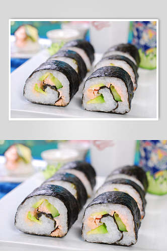 黄瓜海苔寿司摄影美食图片