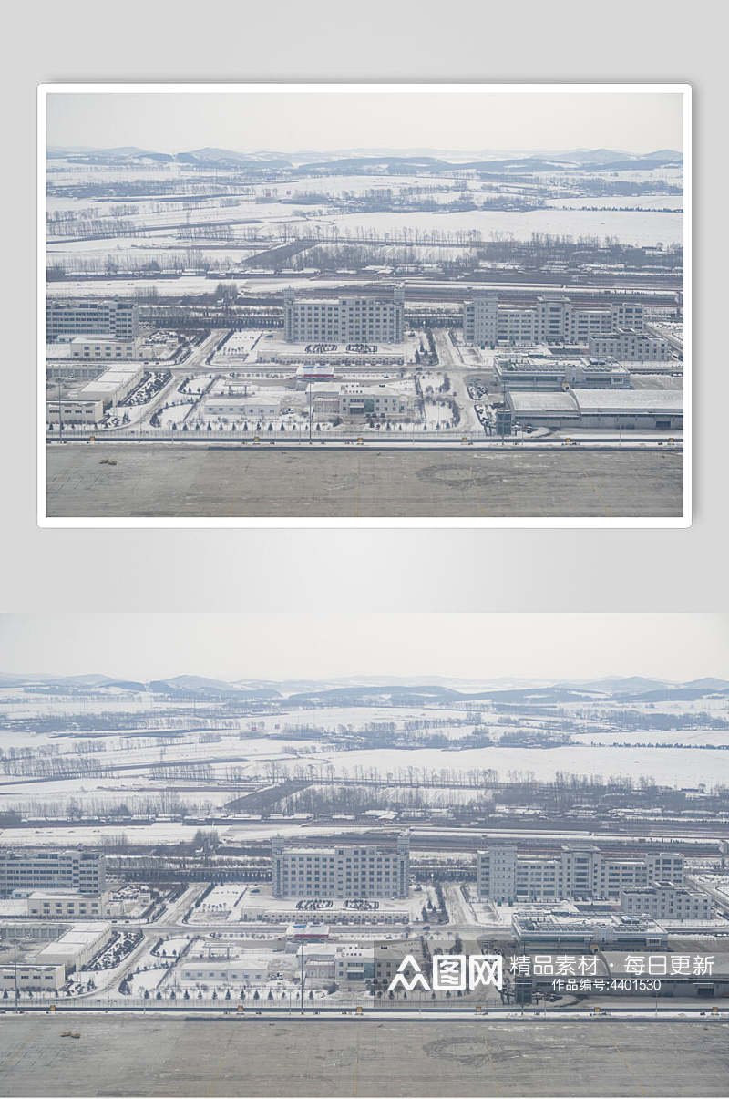 冬季城市远景航拍吉林长春雪景摄影图片素材
