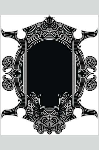 黑白维多利亚装饰框矢量素材