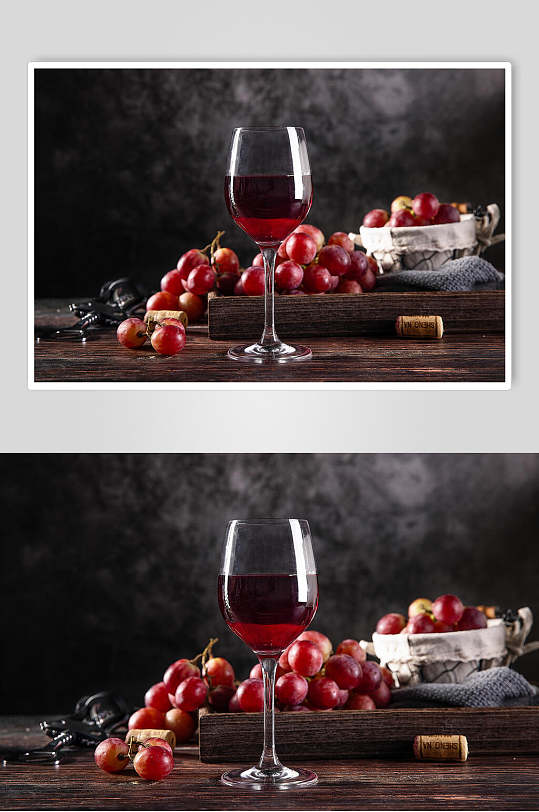 红葡萄高脚杯红酒摄影图片