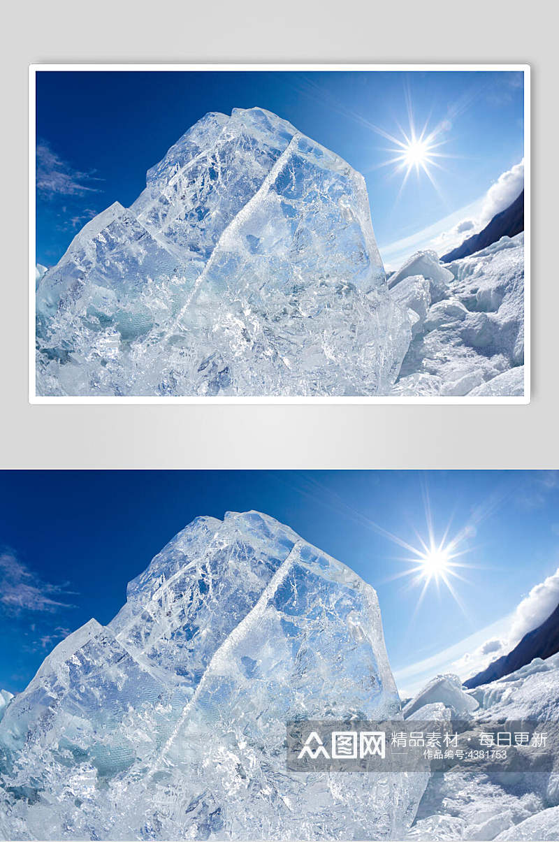 冰块太阳照射冰川冰雪风景图片素材
