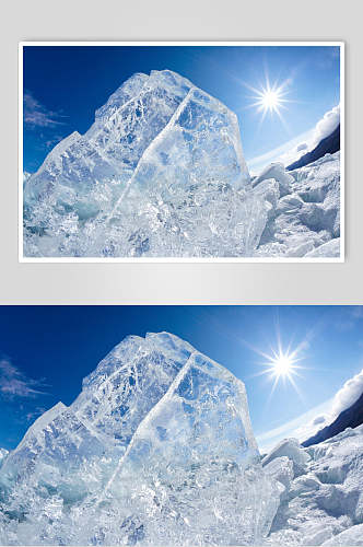 冰块太阳照射冰川冰雪风景图片