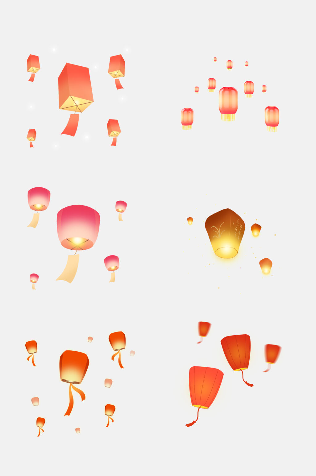 红色孔明灯新年灯笼免抠素材素材