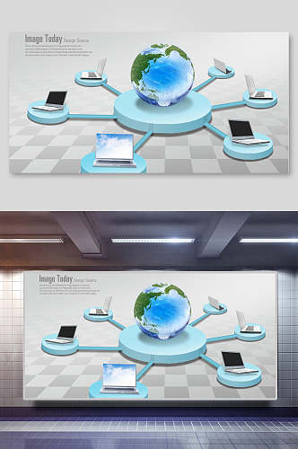 地球蓝灰大气高端信息时代科技背景