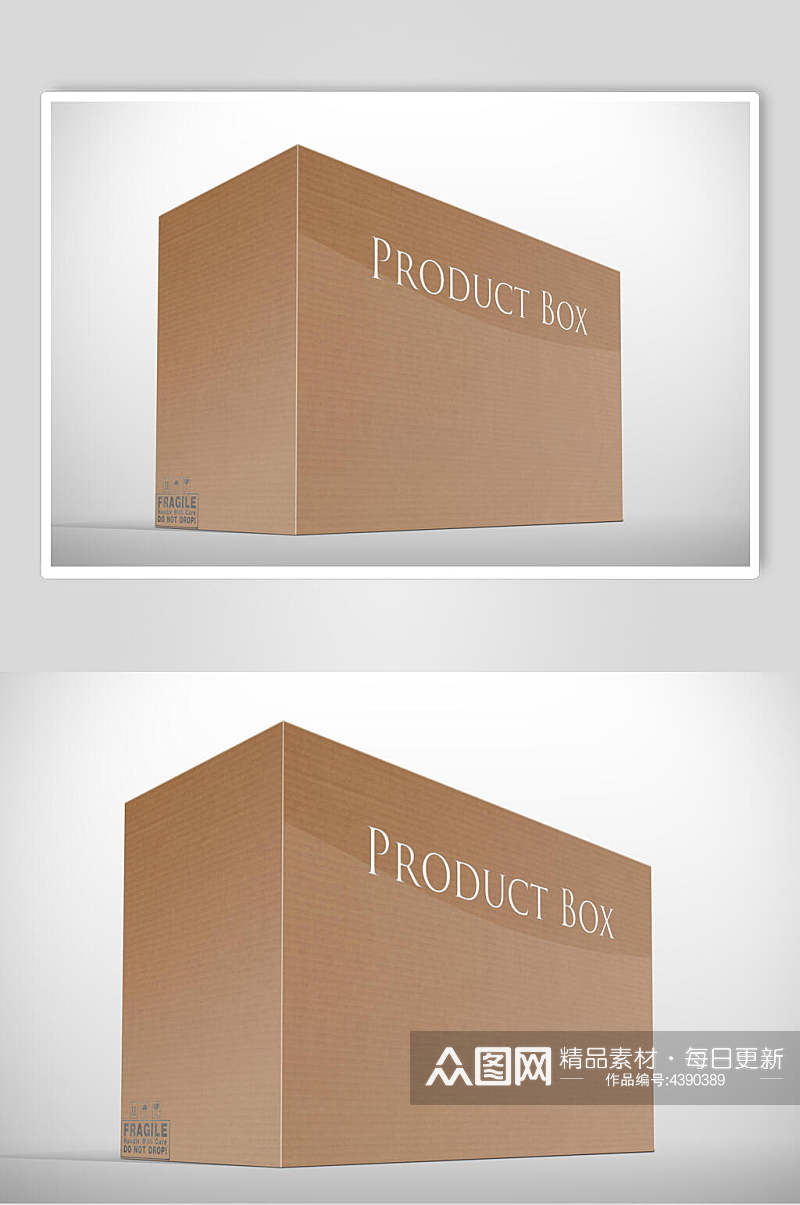 英文字母立体棕纸盒包装盒样机素材