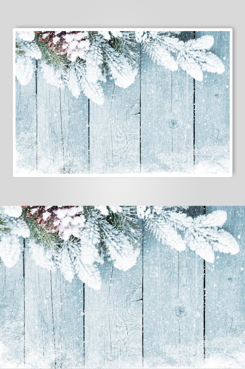 白色木头冬季雪景高清图片素材