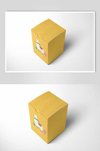 顶端黄色大气长方形纸质盒子样机