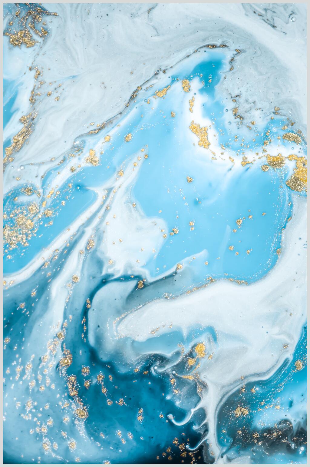 蓝白色液态扭曲艺术油彩大理石图片素材