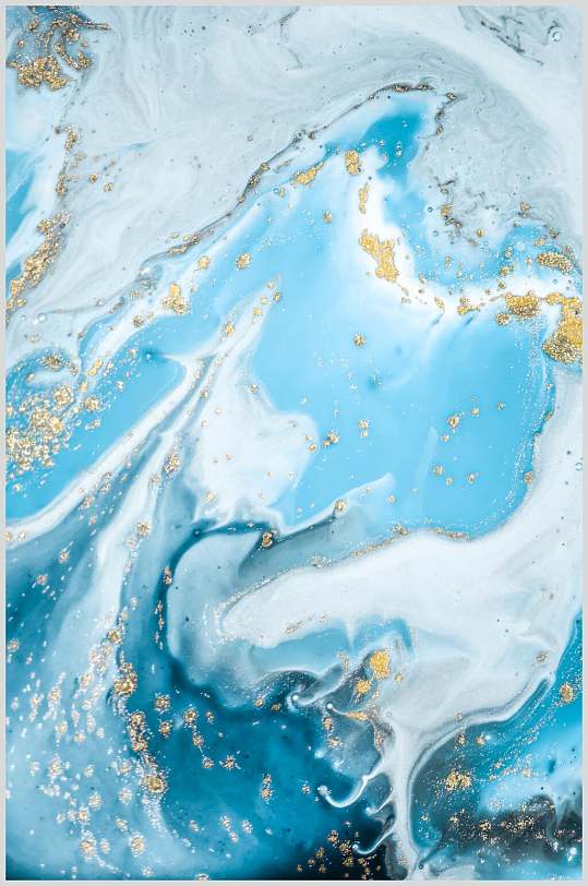 蓝白色液态扭曲艺术油彩大理石图片