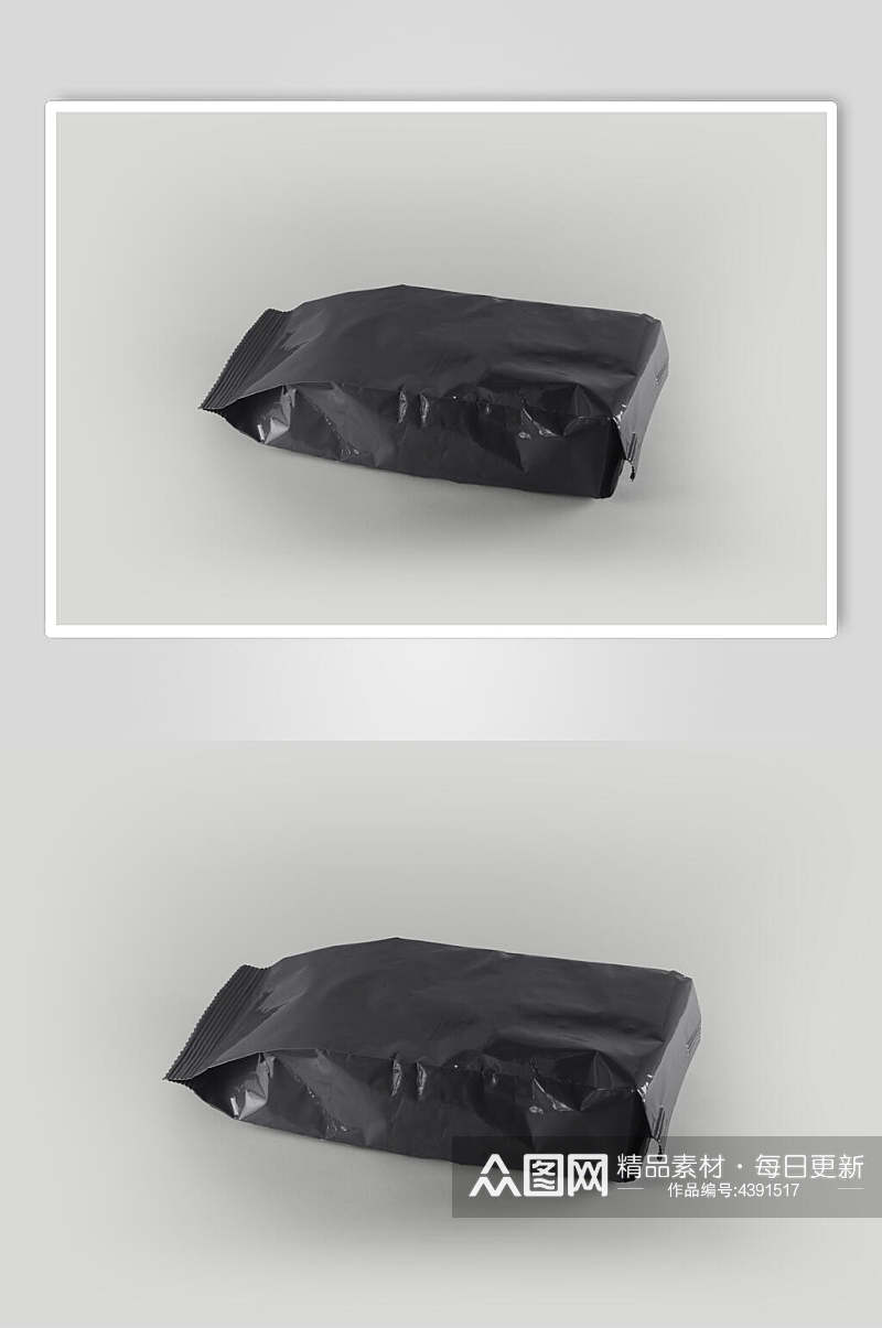 袋子黑色大气高端膨化食品塑料袋样机素材