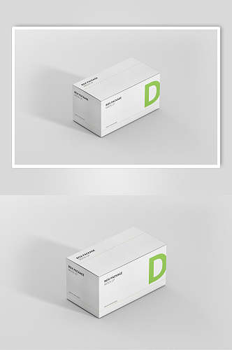 英文字母灰绿色纸盒包装盒样机
