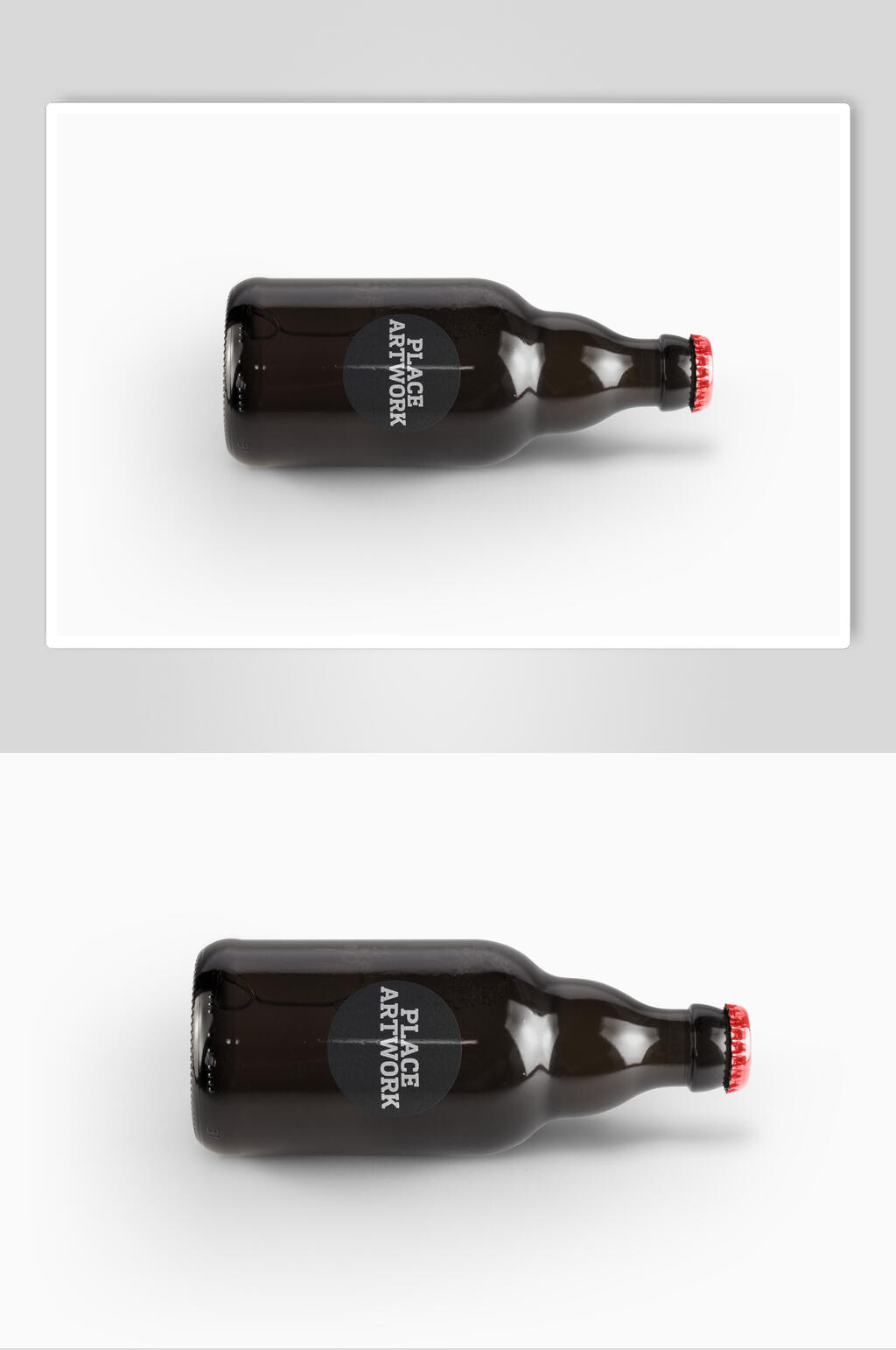 深红色玻璃啤酒黑瓶样机素材