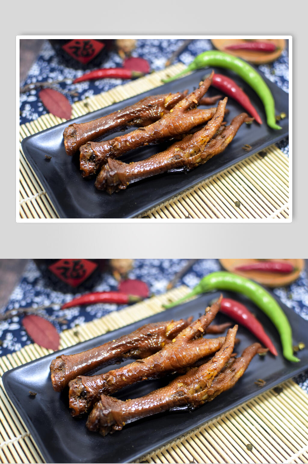 红绿辣椒爪子卤味卤水美食图片素材
