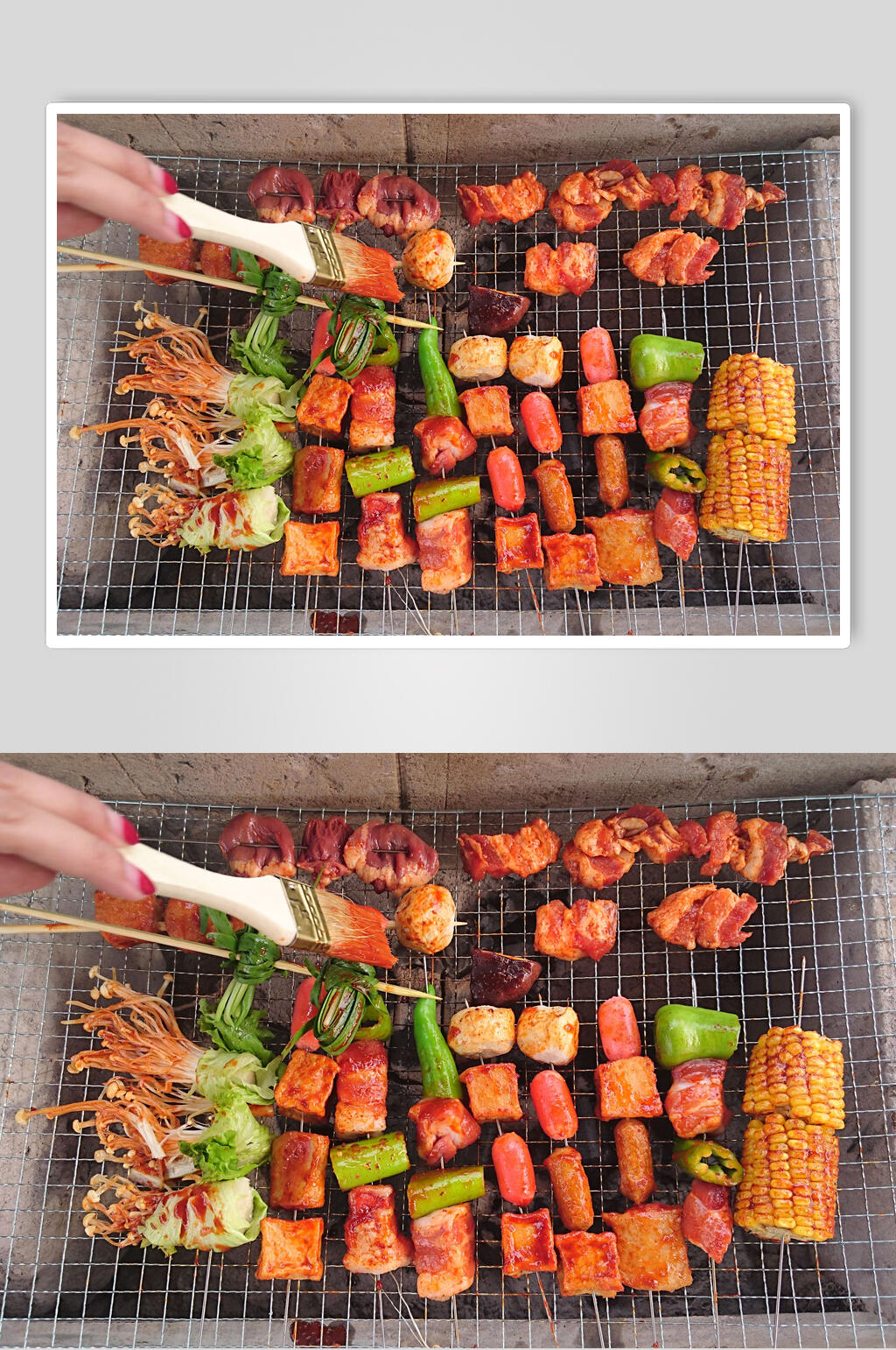 铁架烤各种串美食图片素材