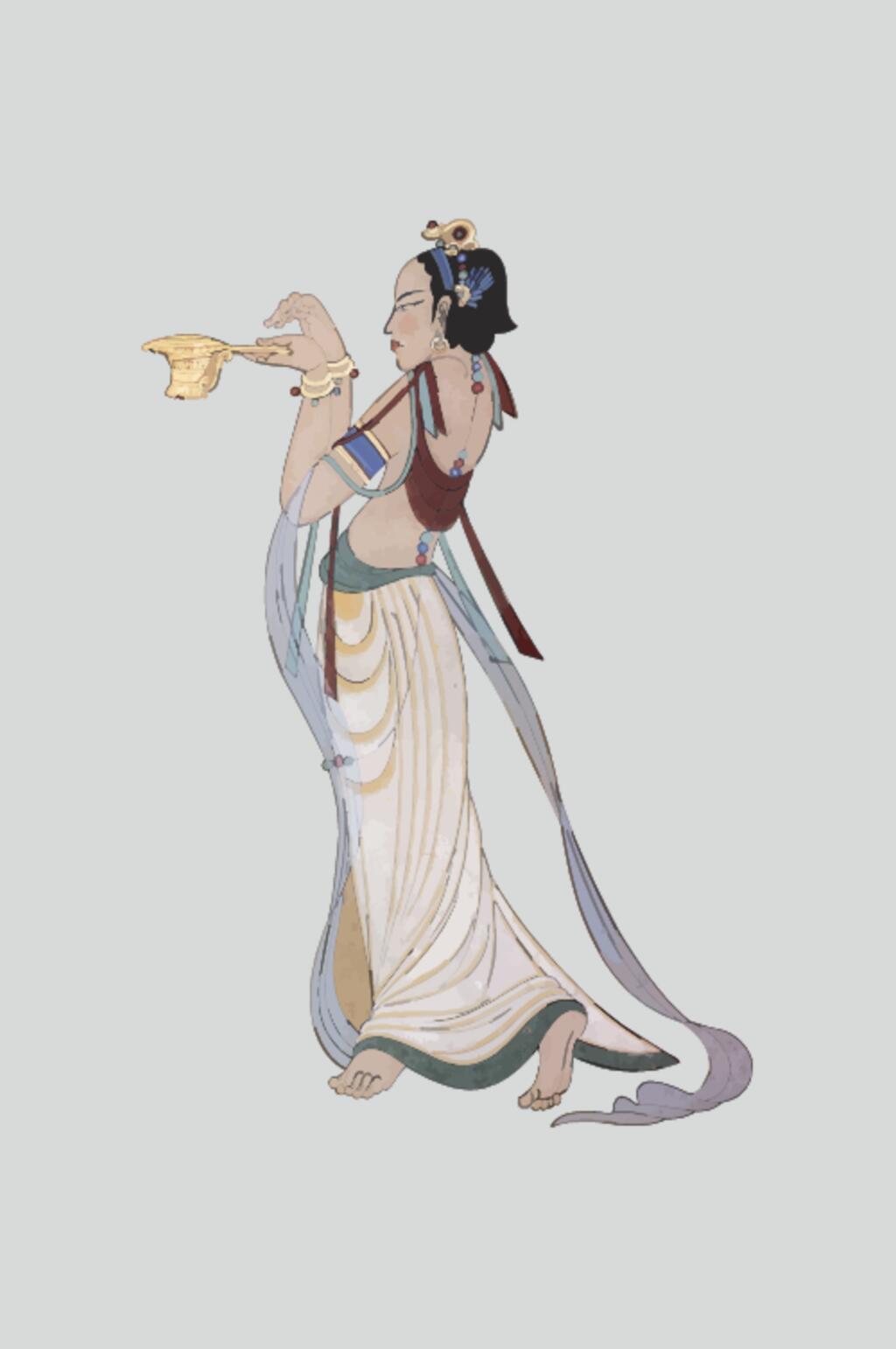 唯美背影清新敦煌仙女矢量素材素材