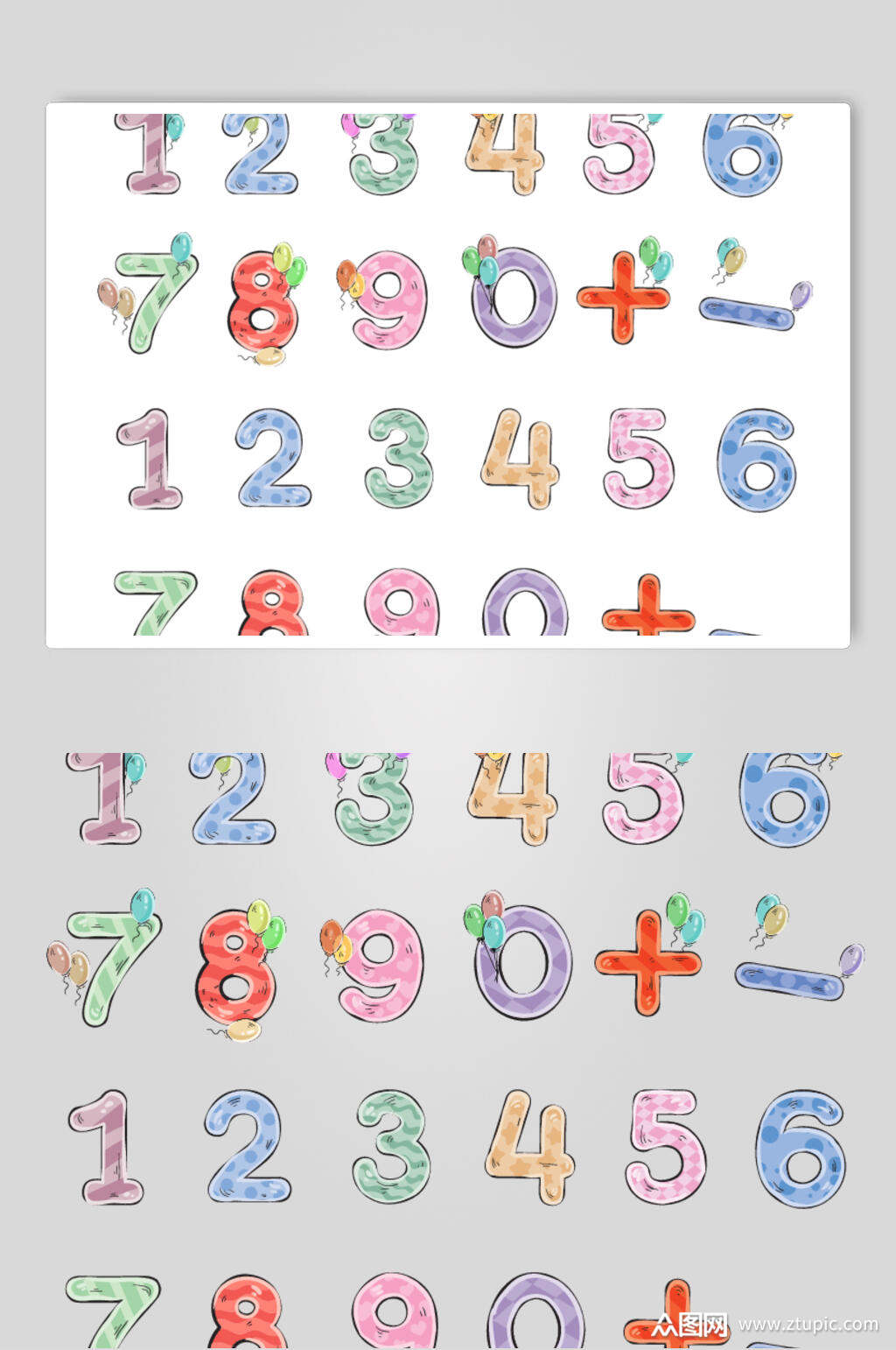 数字小熊贴纸矢量素材素材