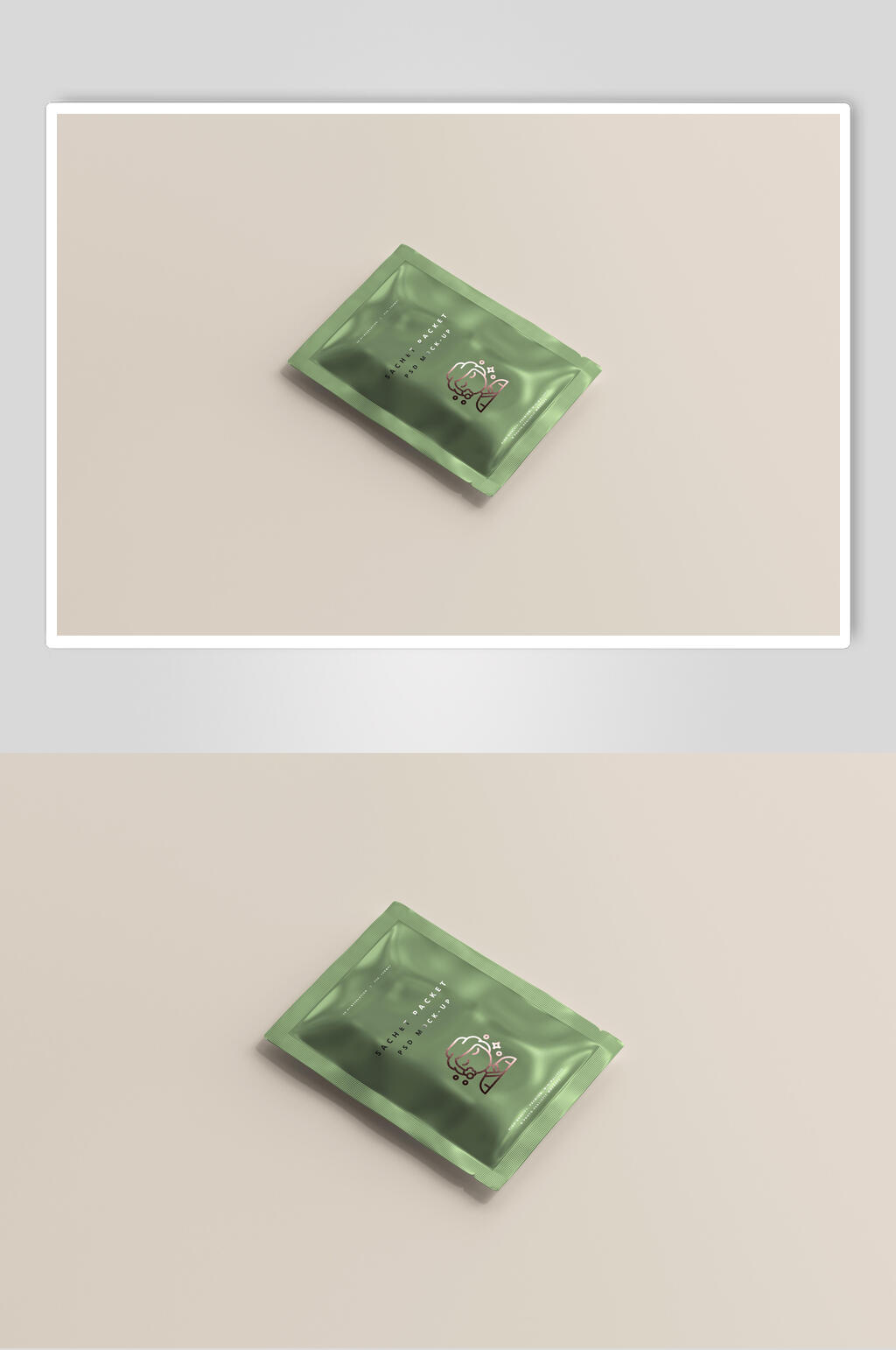 黄绿简约袋子大气高端面膜包装样机素材